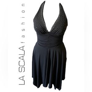La Scala Halter Handkerchief Hem Dress
